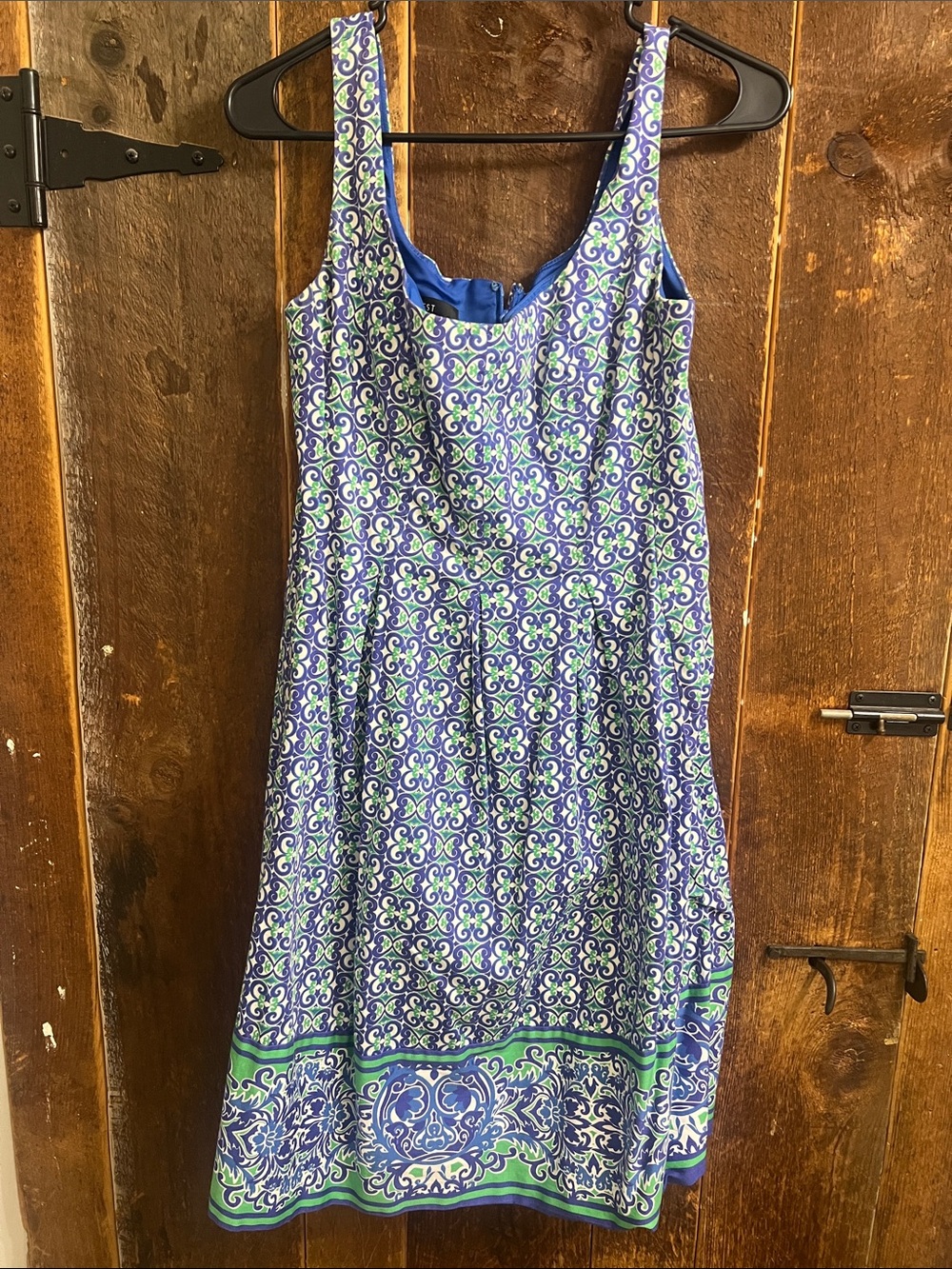 Nine West Blue & Green Sleeveless Midi Dress